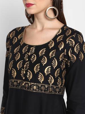  Black printed cotton cotton-kurtis 5
