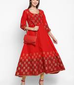 G COLLECTION Red printed cotton cotton-kurtis