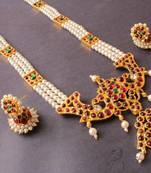 Beautiful Gold Plated Kemp Green Pearl Haar Set