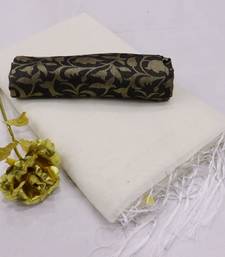 White plain chanderi silk saree with blouse