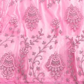 Pink embroidered net semi stitched lehenga 4