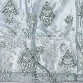 Grey embroidered net semi stitched lehenga 4