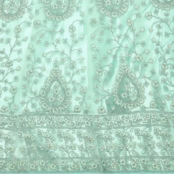 Light-green embroidered net semi stitched lehenga 4