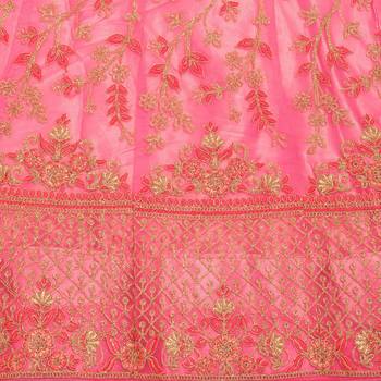 Light-pink embroidered net semi stitched lehenga 4