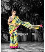 Stunning Khadi cotton saree in multi colour checks