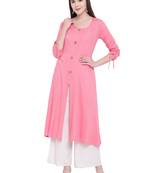 Women's Stylish Pintux Print Pink Cotton Kurta