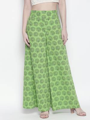 Green printed cotton palazzo-pants 2