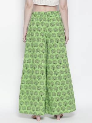 Green printed cotton palazzo-pants 3