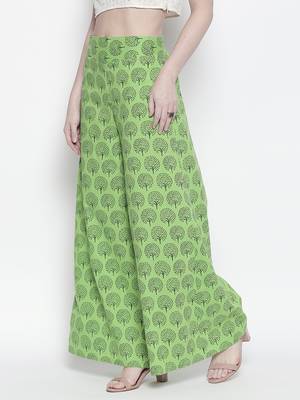 Green printed cotton palazzo-pants 4