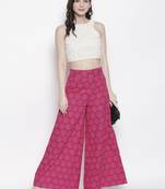 Pink printed cotton palazzo-pants