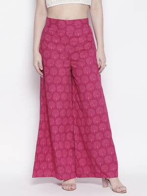 Pink printed cotton palazzo-pants 2