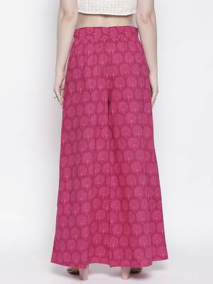 Pink printed cotton palazzo-pants 3