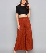 Brown printed cotton palazzo-pants