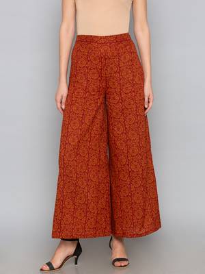 Brown printed cotton palazzo-pants 2