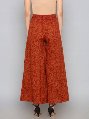 Brown printed cotton palazzo-pants 3