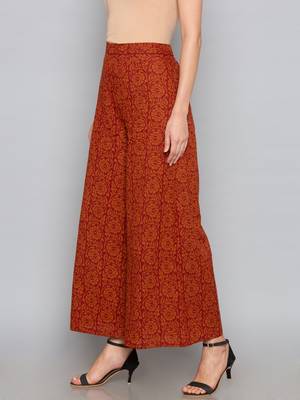 Brown printed cotton palazzo-pants 4