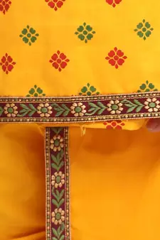 Yellow Printed cotton Angrakha Kurta Set