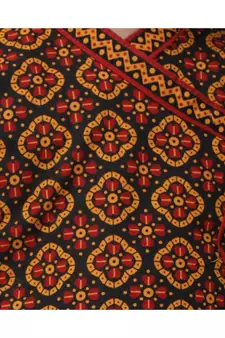 Black Printed cotton Angrakha Kurta Set