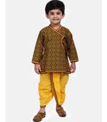 Green Printed cotton Angrakha Kurta Set