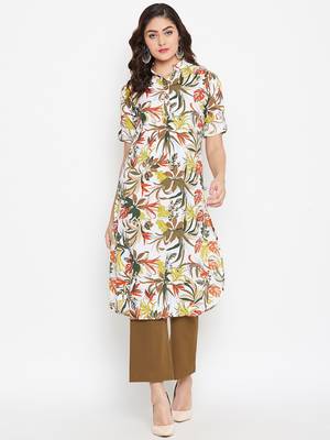 Cream printed crepe kurtas-and-kurtis 1
