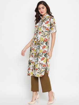 Cream printed crepe kurtas-and-kurtis 4