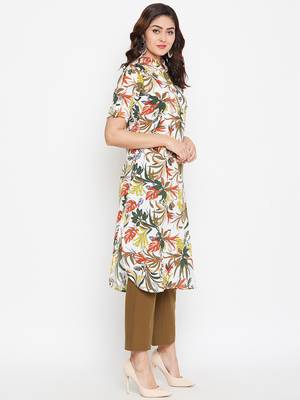 Cream printed crepe kurtas-and-kurtis 5