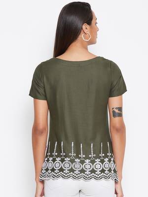 Green embroidered rayon party-tops 2