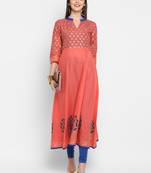 G COLLECTION Peach printed cotton cotton-kurtis
