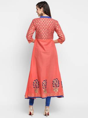 G COLLECTION Peach printed cotton cotton-kurtis 4