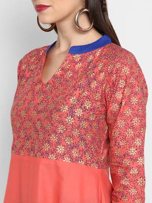 G COLLECTION Peach printed cotton cotton-kurtis 5