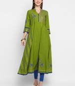 G COLLECTION Green printed cotton cotton-kurtis