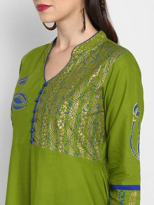  Green printed cotton cotton-kurtis 5