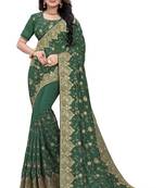 Green Embroidered Art Silk Saree With Blouse