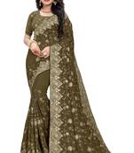 Mehendi Embroidered Art Silk Saree With Blouse