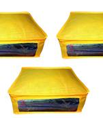 Atorakushon  Non woven Fabric Saree Cover Blouse Cover Garments Storage Bag Wardrobe Organiser Pack of3 (Yellow)