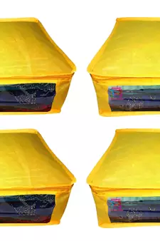 Atorakushon   Non wovenFabric Saree Cover Blouse Cover Garments Storage Bag Wardrobe Organiser Pack of 4 (Yellow)