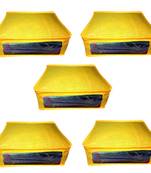 Atorakushon   Non woven Fabric Saree Cover Blouse Cover Garments Storage Bag Wardrobe Organiser Pack of 5(Yellow)