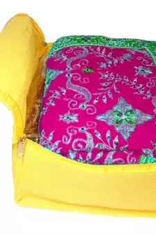 Atorakushon   Non woven Fabric Saree Cover Blouse Cover Garments Storage Bag Wardrobe Organiser Pack of 5(Yellow)