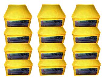 Atorakushon  Non woven Fabric Saree Cover Blouse Cover Garments Storage Bag Wardrobe Organiser Pack of 12 (Yellow) 1