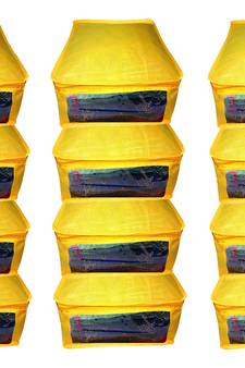 Atorakushon  Non woven Fabric Saree Cover Blouse Cover Garments Storage Bag Wardrobe Organiser Pack of 12 (Yellow)