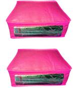 Atorakushon  Non woven Fabric Saree Cover Blouse Cover Garments Storage Bag Wardrobe Organiser Pack of 2 (Pink)