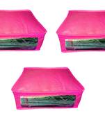 Atorakushon  Non woven Fabric Saree Cover Blouse Cover Garments Storage Bag Wardrobe Organiser Pack of 3 (Pink)