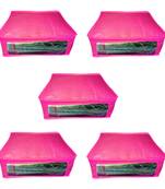 Atorakushon  Non woven Fabric Saree Cover Blouse Cover Garments Storage Bag Wardrobe Organiser Pack of 5 (Pink)