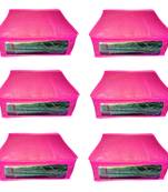 Atorakushon  Non woven Fabric Saree Cover Blouse Cover Garments Storage Bag Wardrobe Organiser Pack of 6 (Pink)