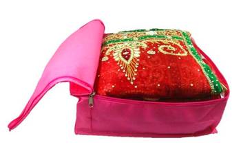 Atorakushon  Non woven Fabric Saree Cover Blouse Cover Garments Storage Bag Wardrobe Organiser Pack of 8 (Pink) 2