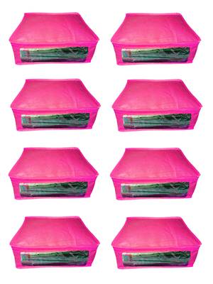 Atorakushon  Non woven Fabric Saree Cover Blouse Cover Garments Storage Bag Wardrobe Organiser Pack of 8 (Pink) 1