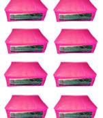 Atorakushon  Non woven Fabric Saree Cover Blouse Cover Garments Storage Bag Wardrobe Organiser Pack of 8 (Pink)