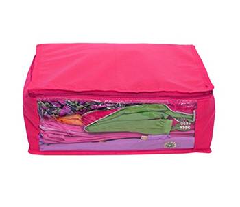 Atorakushon  Non woven Fabric Saree Cover Blouse Cover Garments Storage Bag Wardrobe Organiser Pack of 8 (Pink) 5