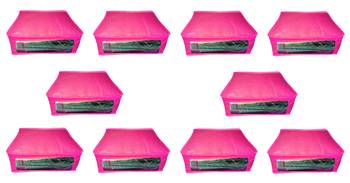 Atorakushon  Non woven Fabric Saree Cover Blouse Cover Garments Storage Bag Wardrobe Organiser Pack of 10 (Pink) 1