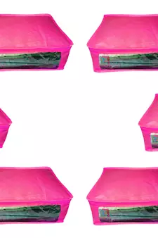 Atorakushon  Non woven Fabric Saree Cover Blouse Cover Garments Storage Bag Wardrobe Organiser Pack of 10 (Pink)